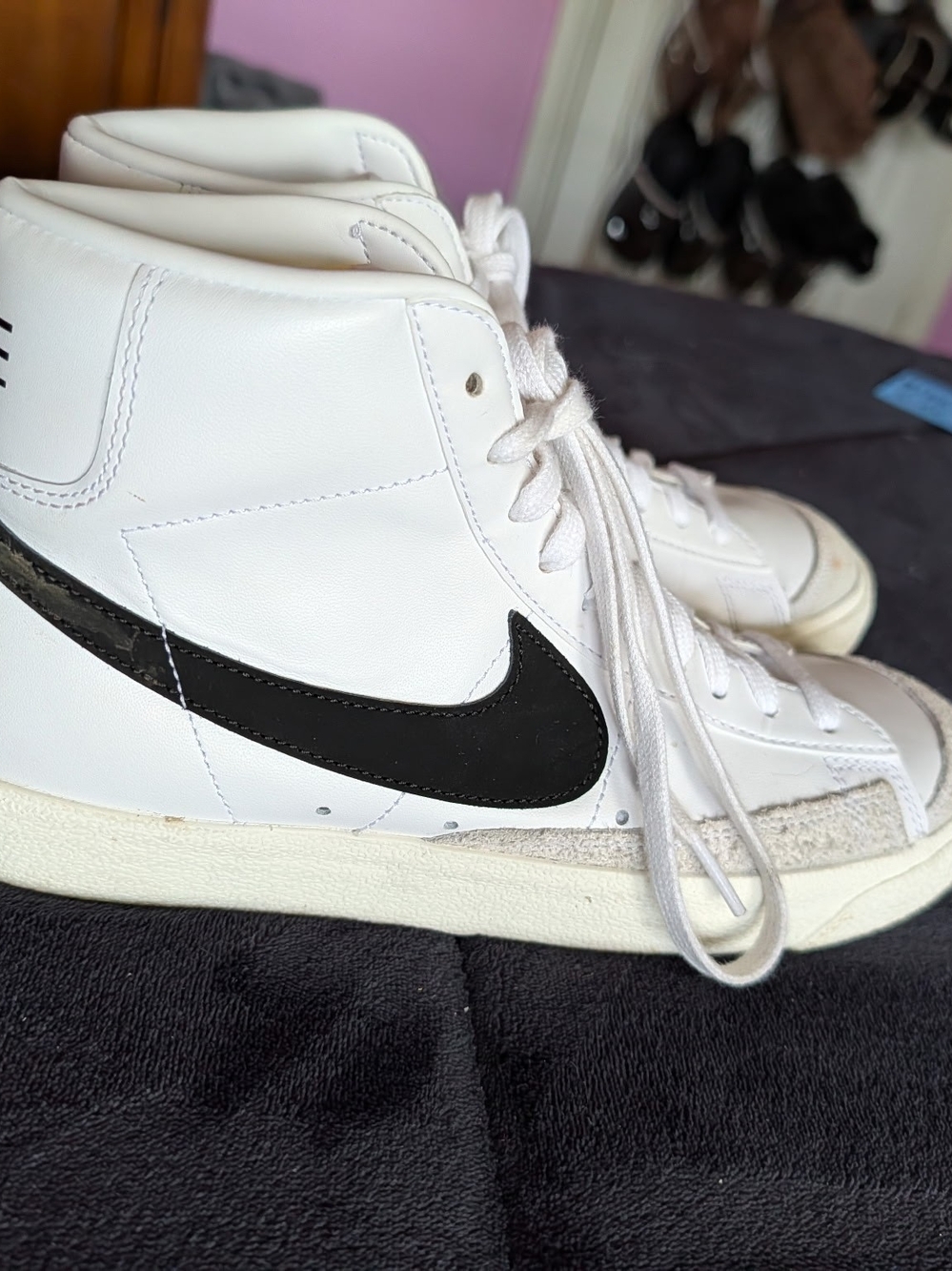 Nike White and Black High-Top Sneakers
